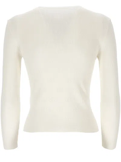 Balenciaga Bb-pattern Open-knit Jumper In White