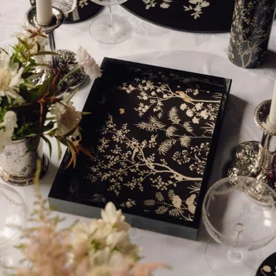Addison Ross Ltd Uk Black Small Chinoiserie Tray - Limited Edition