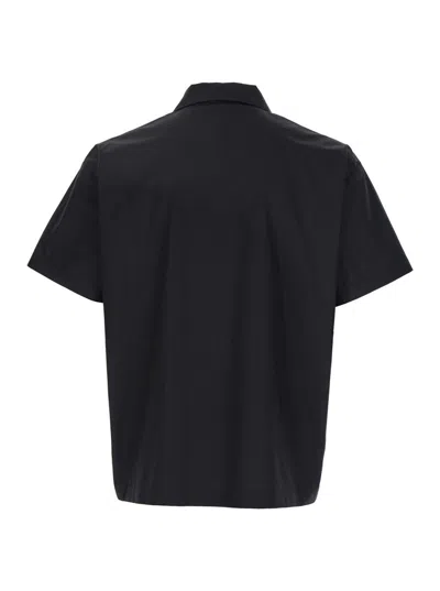 Coperni Black Shirt With Classic Collar And Print On The Front In Cotton Man In Black