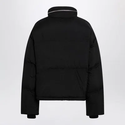 Ami Alexandre Mattiussi Black Down Jacket With Adc Embroidery And Removable Hood In Tech Fabric Woman In Black