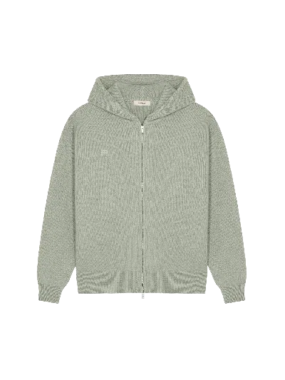 Shop Pangaia Mens Dna Recycled Cashmere Zipped Soft Organic Cotton Hoodie — Moss Green Xxl