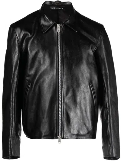 Our Legacy Dyed Leather Moto Jacket In Black