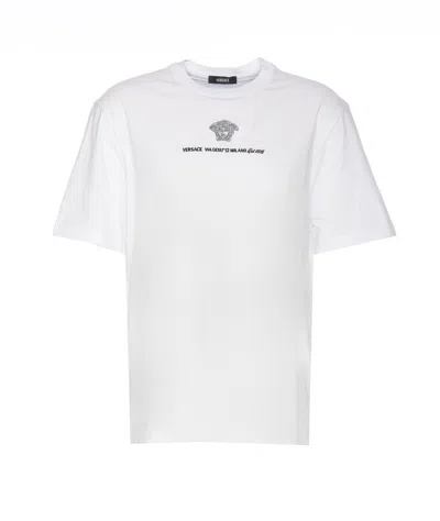 Versace Medusa Milano Embroidered Crewneck T-shirt In White