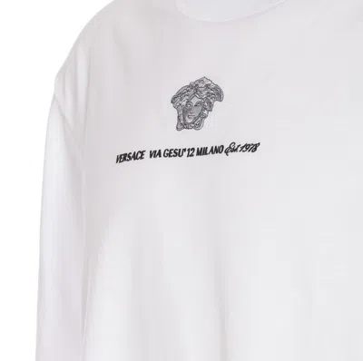 Versace Medusa Milano Embroidered Crewneck T-shirt In White