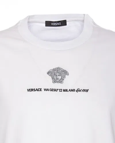 Versace Medusa Milano Embroidered Crewneck T-shirt In White