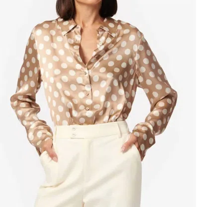 Cami Nyc Ursula Polka Dot Long Sleeve Silk Bodysuit In Multi