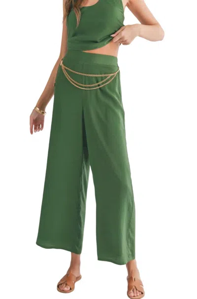 Sadie & Sage Satin Wide Leg Pants In Green In Green