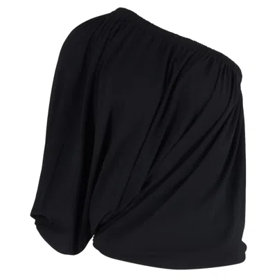 Lanvin Blouson Off Shoulder Top In Black Viscose In Black