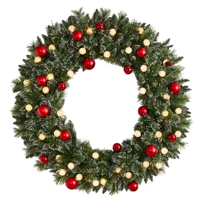 Homplanti 4' Xmas Pre-lit Wreath W/ornaments, 40 Led Lights & 360 Tips