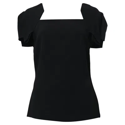 Roland Mouret Limited Edition Square Neck Puffed Sleeved Top In Black Viscose In Black