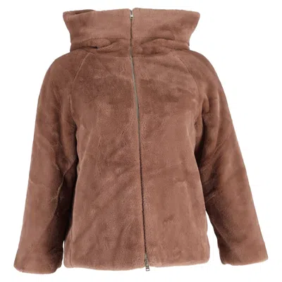 Herno Faux Fur Hooded Jacket In Brown Polyester In Brown