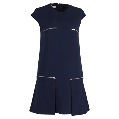 Stella Mccartney Mini Gisella Zipper Detail Dress In Navy Blue Crepe In Blue