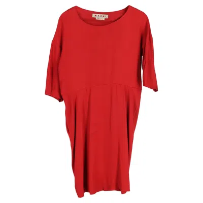 Marni Midi Short Sleeve Dress In Red Cotton In Red