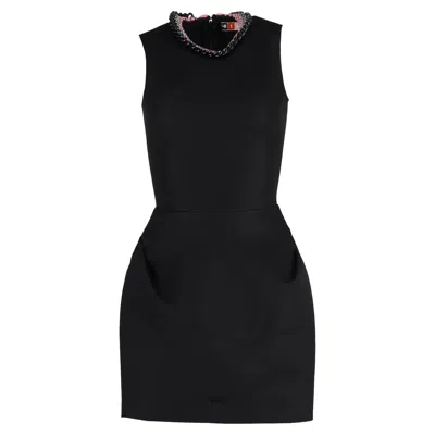 Msgm Mock-neck Sleeveless Mini Dress In Black Polyester In Black