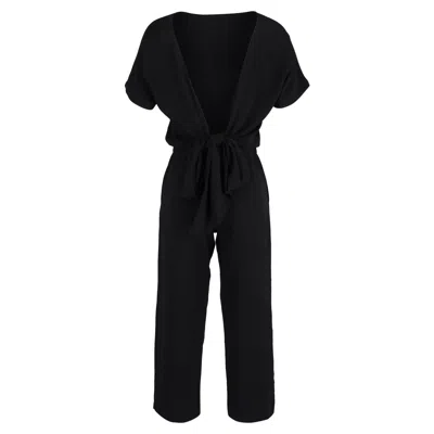 Vanessabruno Vanessa Bruno Bow Detail Back Jumpsuit In Black Cotton In Black