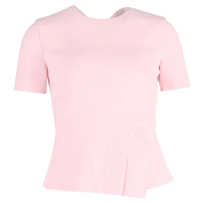 Roland Mouret Roseland Asymmetric Crepe Peplum Top In Pink Polyester In Pink