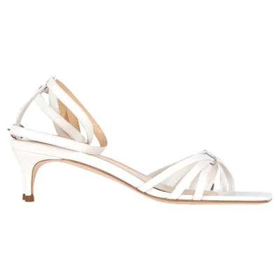 Shop By Far Kaia Kitten Strapped Heels In White Leather