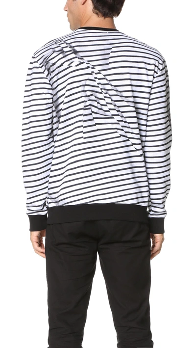 Shop Mcq By Alexander Mcqueen Clean Crew Neck Sweatshirt In Broken Stripe White