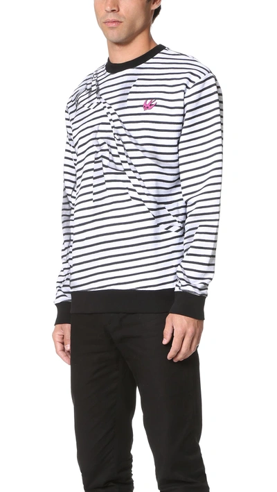 Shop Mcq By Alexander Mcqueen Clean Crew Neck Sweatshirt In Broken Stripe White