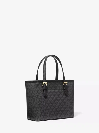 Michael Kors Jet Set Travel Carry All Convertible Top Zip Tote Bag In Black Mk/gold