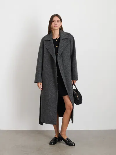 Alex Mill Georgia Wrap Coat In Wool Alpaca In Dark Grey