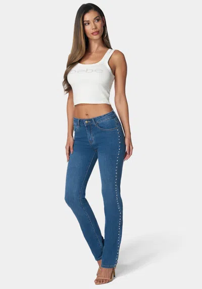 Bebe The Bling String Jean In Medium Blue Wash