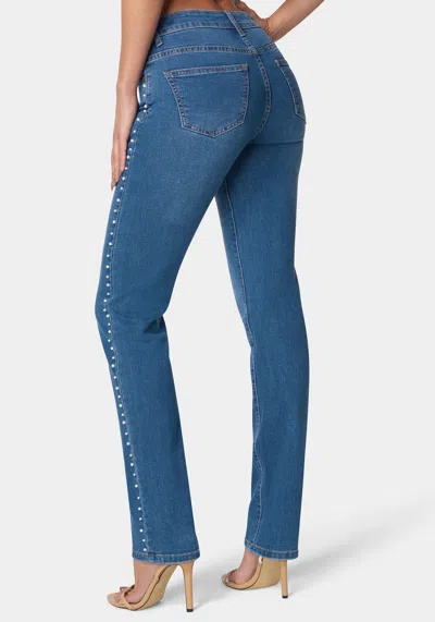 Bebe The Bling String Jean In Medium Blue Wash