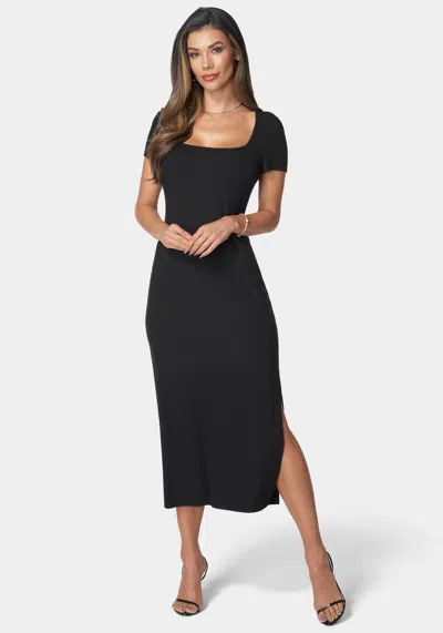 Bebe Square Neck Maxi T-shirt Dress In Black