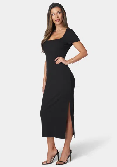 Bebe Square Neck Maxi T-shirt Dress In Black
