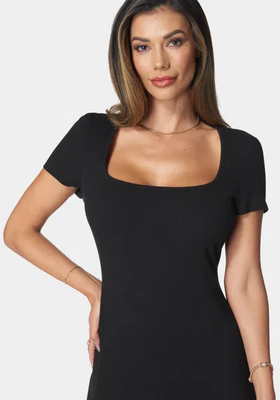 Bebe Square Neck Maxi T-shirt Dress In Black