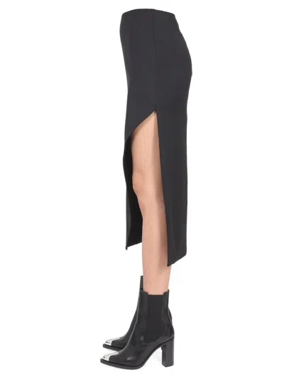 Alexander Mcqueen Asymmetric Wool And Mohair-blend Midi Skirt In Black