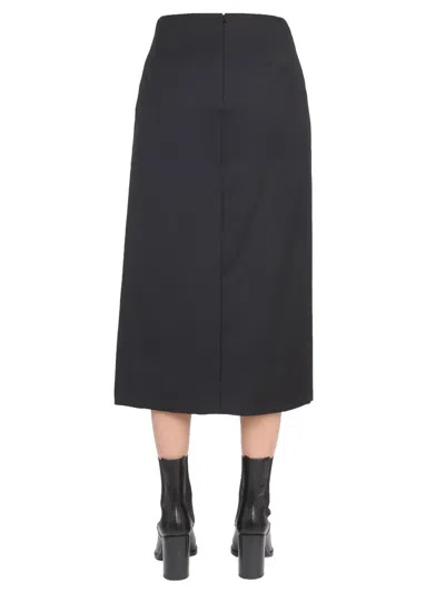 Alexander Mcqueen Asymmetric Wool And Mohair-blend Midi Skirt In Black