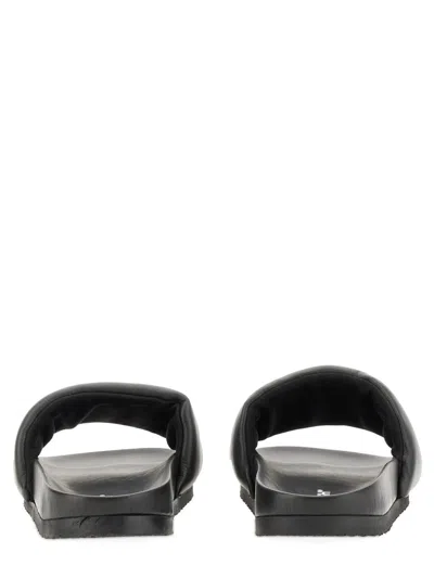 Ambush Quilted Lettering Logo Sliders Man Sandals Black Size 9 Calfskin In Black