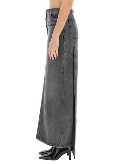 Courrèges Heritage Cut-out Stonewashed Denim Skirt In Gray