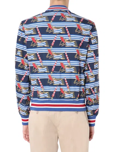 Dolce & Gabbana All Over Print Bomber Jacket In Blue