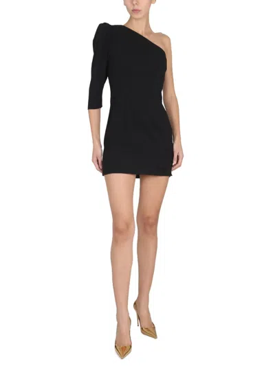 Dsquared2 One Strap Asymmetric Neckline Short Dress In Black