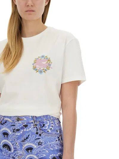 Etro Logo Embroidered Short-sleeved T-shirt In Multicolor