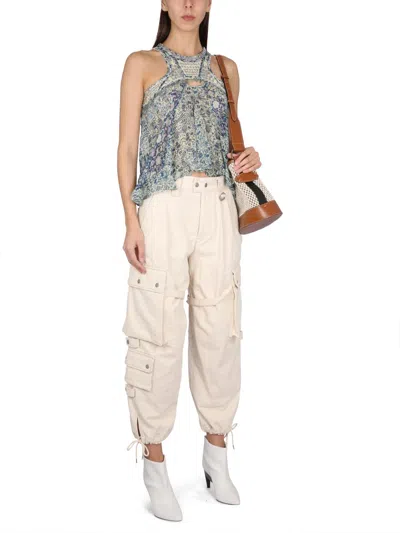 Isabel Marant Onyle Printed Silk Chiffon Top In Blue
