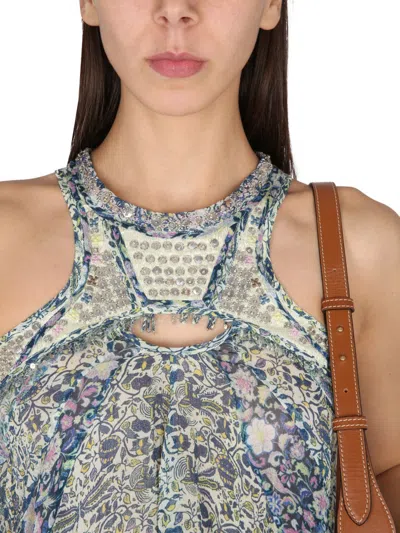 Isabel Marant Onyle Printed Silk Chiffon Top In Blue