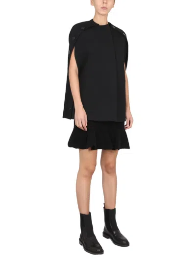 Jil Sander Elegant Wool Cape With Concealed Details In Black
