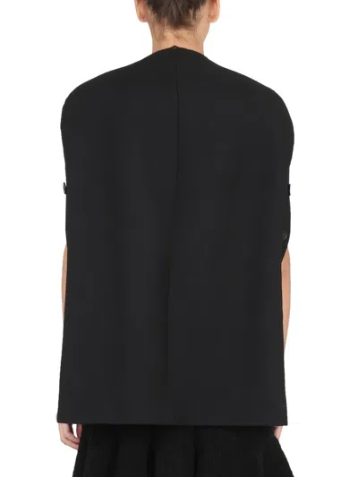 Jil Sander Elegant Wool Cape With Concealed Details In Black