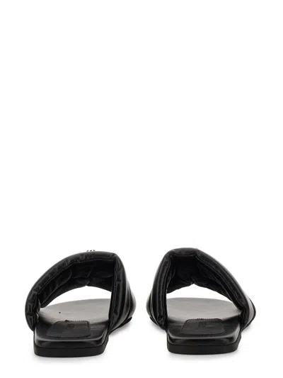 Jw Anderson J. W.anderson Solid Color Faux Leather Sandals With Golden Detail In Black