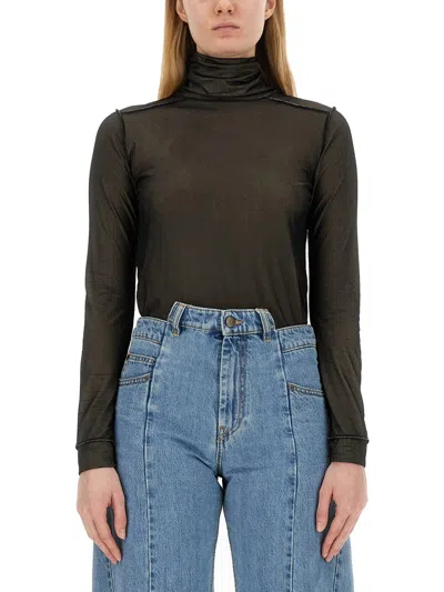 Maison Margiela Maison Martin Margiela Women Body Collo Alto Semitrasparente In Black