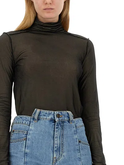 Maison Margiela Maison Martin Margiela Women Body Collo Alto Semitrasparente In Black