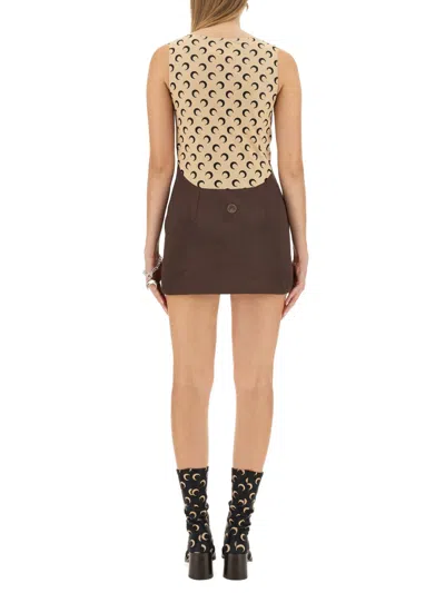 Marine Serre Mini Dress In Brown