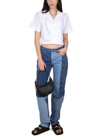 Marine Serre Moonogram Straight-leg Denim Jeans In Multicolor