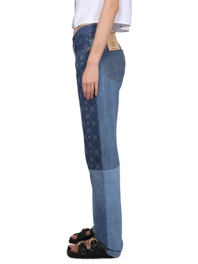 Marine Serre Moonogram Straight-leg Denim Jeans In Multicolor