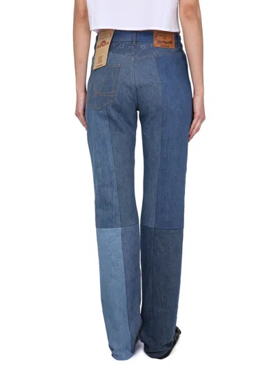 Marine Serre Moonogram Straight-leg Denim Jeans In Multicolor