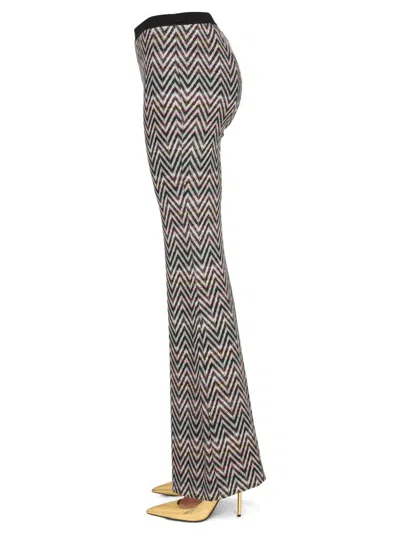 Missoni Logo Chevron Flared High Waist Trousers In Multicolor