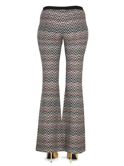 Missoni Logo Chevron Flared High Waist Trousers In Multicolor